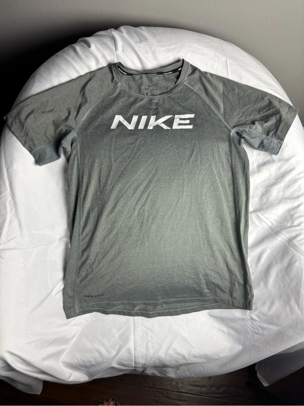 Nike Gray Short Sleeve Performance Tee with Bold Logo